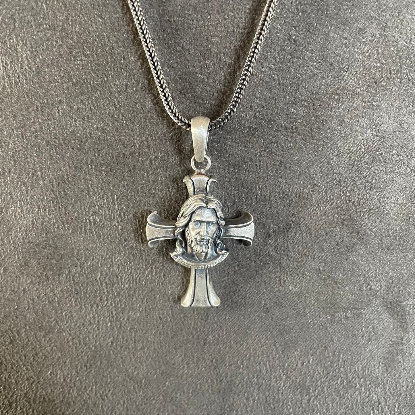 3D Savior Jesus Cross Pendant Sterling Silver Crucifix Necklace