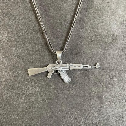 AK47 Pendant Sterling Silver Machine Gun Necklace