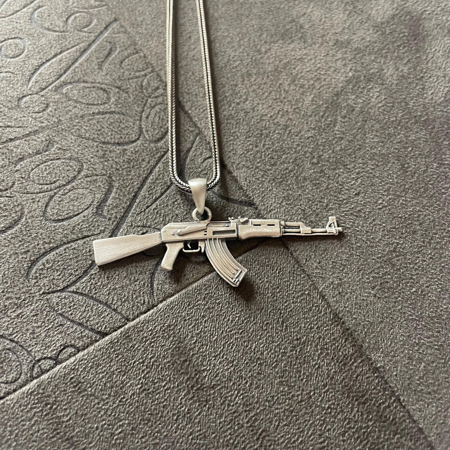 AK47 Pendant Sterling Silver Machine Gun Necklace