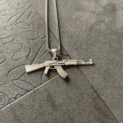 AK47 Pendant Sterling Silver Machine Gun Necklace