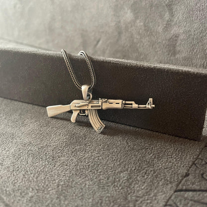 AK47 Pendant Sterling Silver Machine Gun Necklace