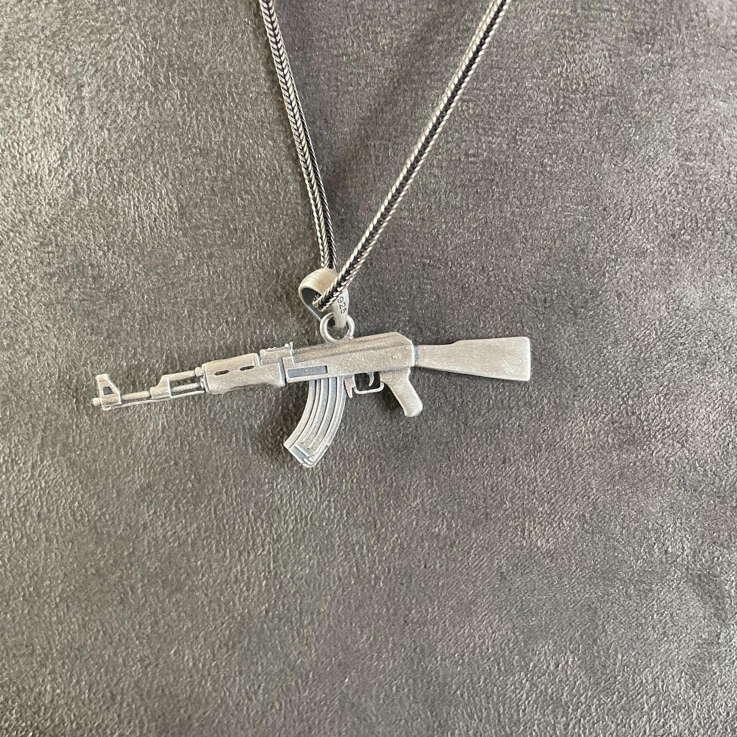 AK47 Pendant Sterling Silver Machine Gun Necklace