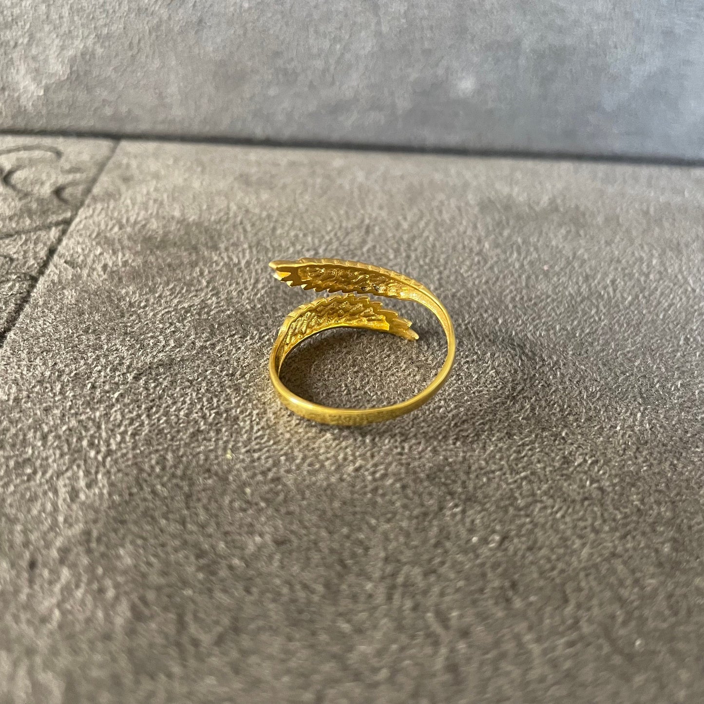 14K Gold Angel Wings Feather Ring