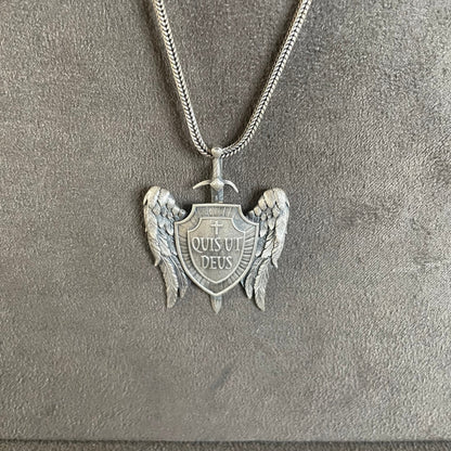 Archangel Pendant Sterling Silver St Michael Shield Necklace