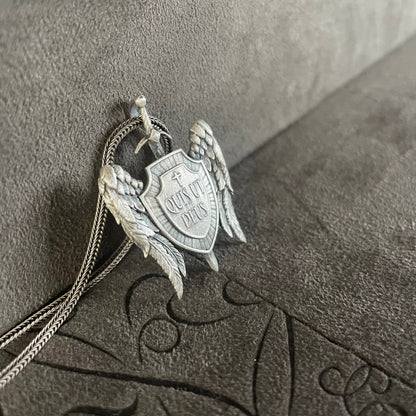 Archangel Pendant Sterling Silver St Michael Shield Necklace