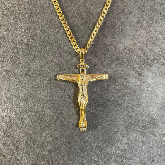 14K Real Gold Jesus Cross Necklace