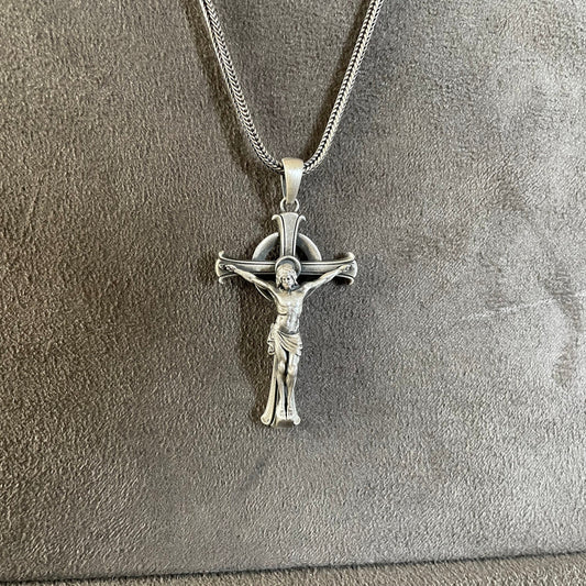 Crucifixion of Jesus Pendant, Sterling Silver Jesus Cross Catholic Necklace, Baptism Gift,  Faith Necklace, Cross Necklace For Father