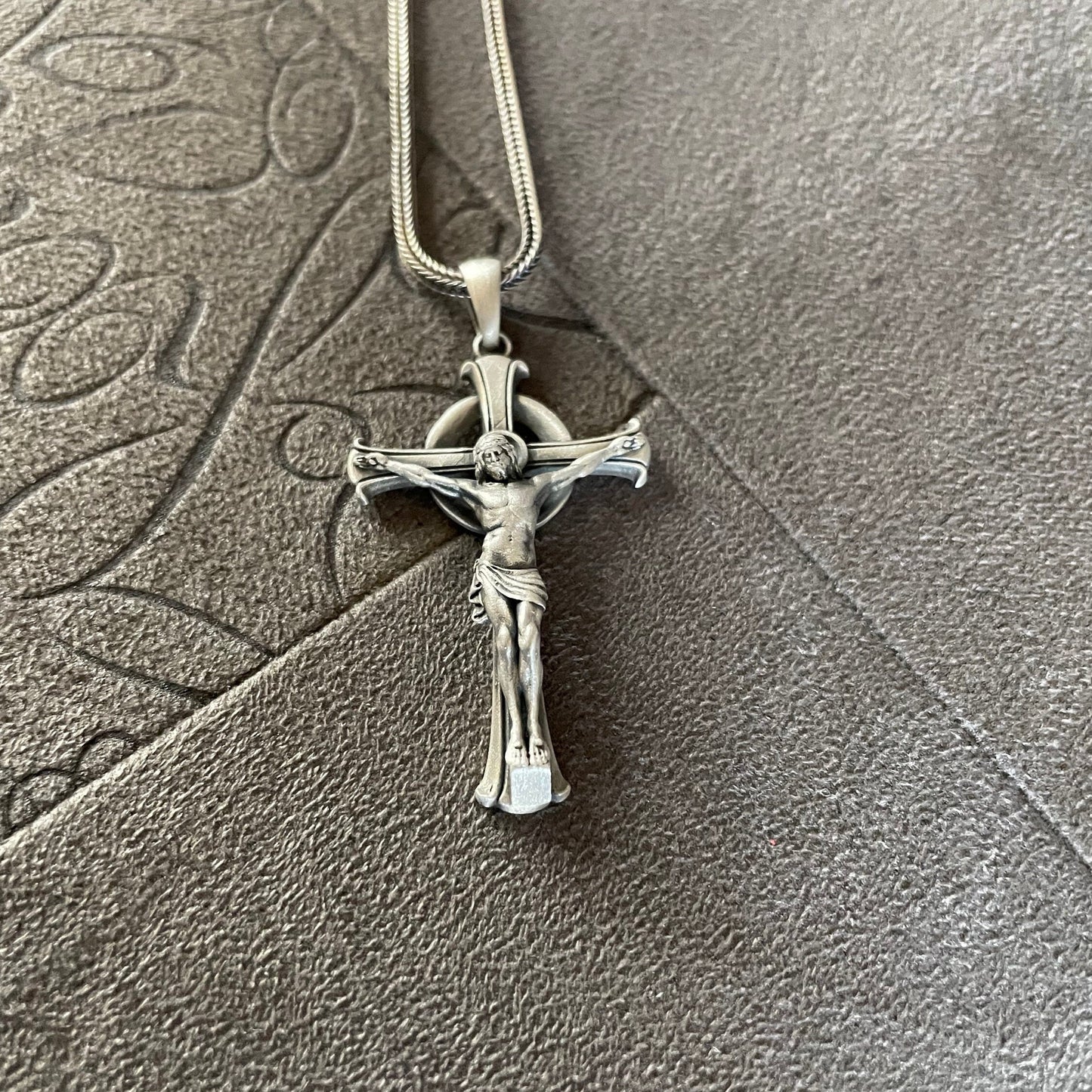 Crucifixion of Jesus Pendant, Sterling Silver Jesus Cross Catholic Necklace, Baptism Gift,  Faith Necklace, Cross Necklace For Father