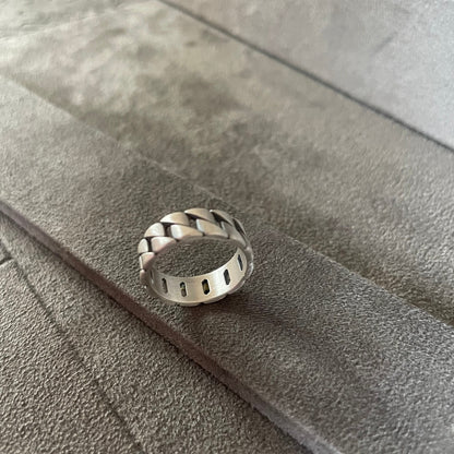 Cuban Chain Ring, Sterling Silver Cuban Wedding Band Ring, Unisex Band Ring, Anniversary Gift, Bridesmaids Gift, Teen Birthday Present