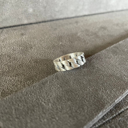 Cuban Chain Ring, Sterling Silver Cuban Wedding Band Ring, Unisex Band Ring, Anniversary Gift, Bridesmaids Gift, Teen Birthday Present