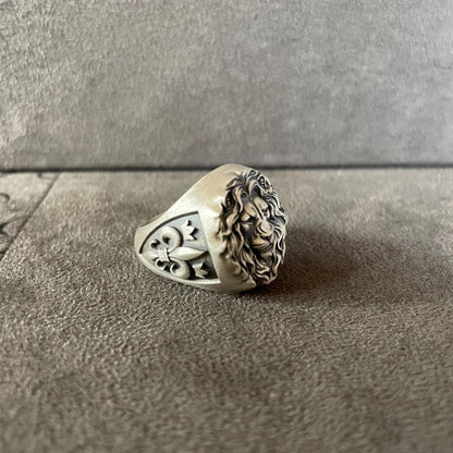 Fleur De Lis Ring, Sterling Silver Lion Ring, Baroque Elegance, Leo Zodiac Ring, Fidget Ring Men, Personalized Gift, Handmade Jewelry