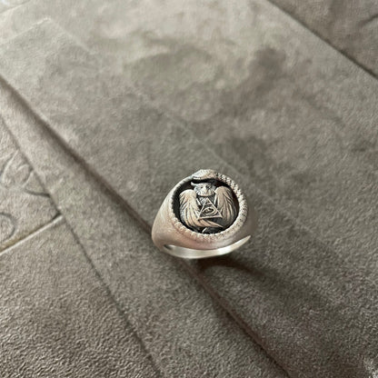 Freemason Ring, Sterling Silver Eye Of Province Owl Ring, Animal Snake Jewelry, Gift For Husband,  Handmade Illuminati, Christmas Gift