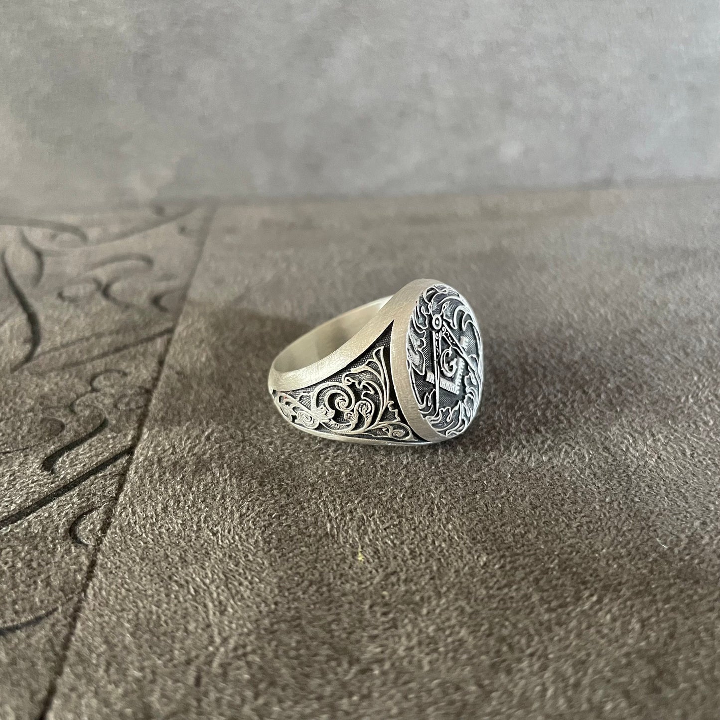 Freemason Ring, Sterling Silver Masonry Signet Ring, Masonic Ring, Handmade Ring, Men Silver Ring, Oxidized Jewelry, Gift Ideas