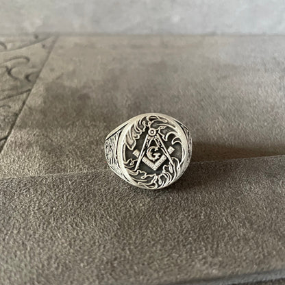 Freemason Ring, Sterling Silver Masonry Signet Ring, Masonic Ring, Handmade Ring, Men Silver Ring, Oxidized Jewelry, Gift Ideas