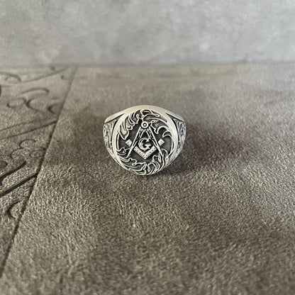 Freemason Ring, Sterling Silver Masonry Signet Ring, Masonic Ring, Handmade Ring, Men Silver Ring, Oxidized Jewelry, Gift Ideas