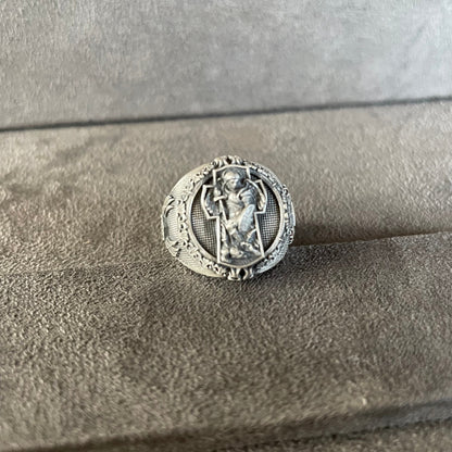 Guardian Of Church St Michael Ring, Sterling Silver Archangel Ring, Religious Jewelry, Signet Ring,  Catholic Jewelry Guardian Angel Gift