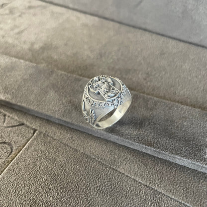 Guardian Of Church St Michael Ring, Sterling Silver Archangel Ring, Religious Jewelry, Signet Ring,  Catholic Jewelry Guardian Angel Gift