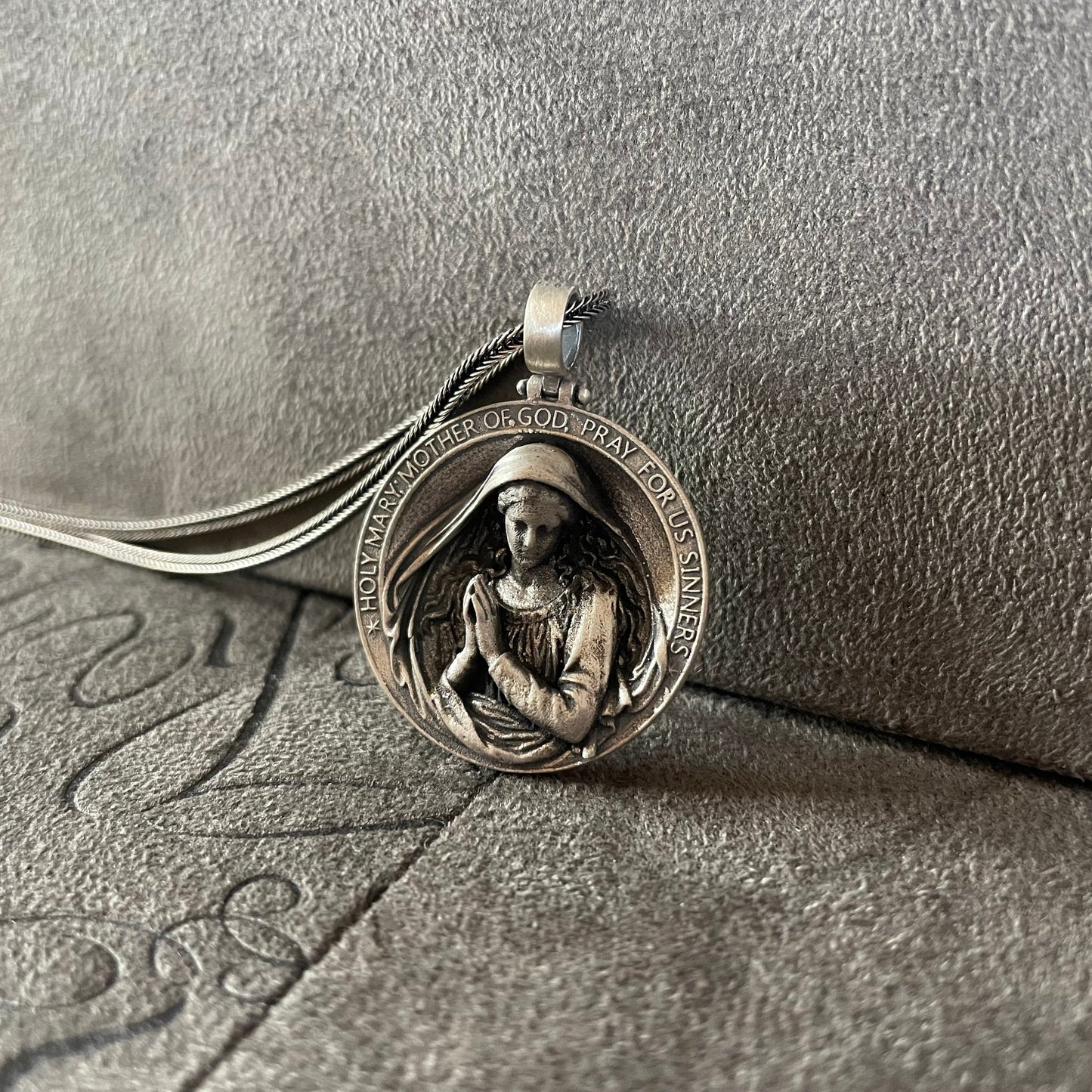 Holy Mother Pendant, Sterling Silver Virgin Mary Sacred Heart Necklace, Christian Jewelry For Women, Religious Gift, Baptism Favors