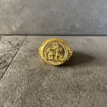 Horus Anubis Ring, 14K Real Gold Ankh Signet Ring, Mythology Jewelry, Egyptian Goddess, Long Distance Gift