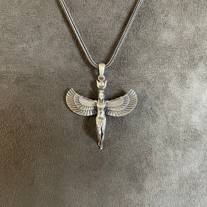 İsis Pendant, Sterling Silver Egyptian Goddess İsis Necklace, Ancient Mythology Jewelry, Winged İsis Wings, Goddess Jewelry, Gift for Women