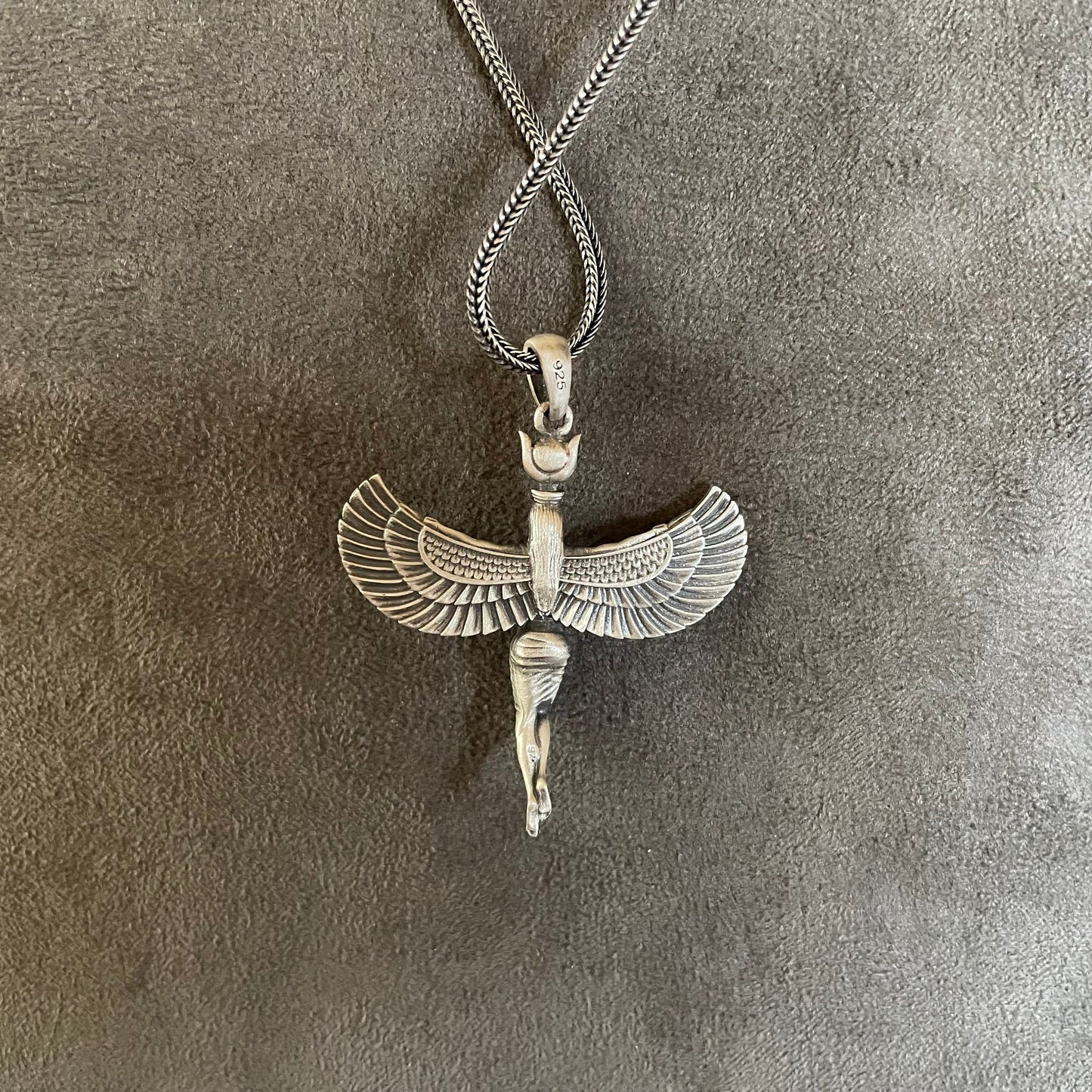 İsis Pendant, Sterling Silver Egyptian Goddess İsis Necklace, Ancient Mythology Jewelry, Winged İsis Wings, Goddess Jewelry, Gift for Women