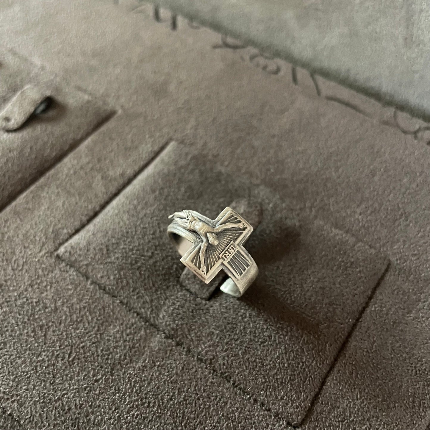 Jesus Ring, Sterling Silver Christ Crucifix Cross Ring, Christian Band Ring, Religous Gift, Wedding Ring with Jesus, Catholic Jewelry