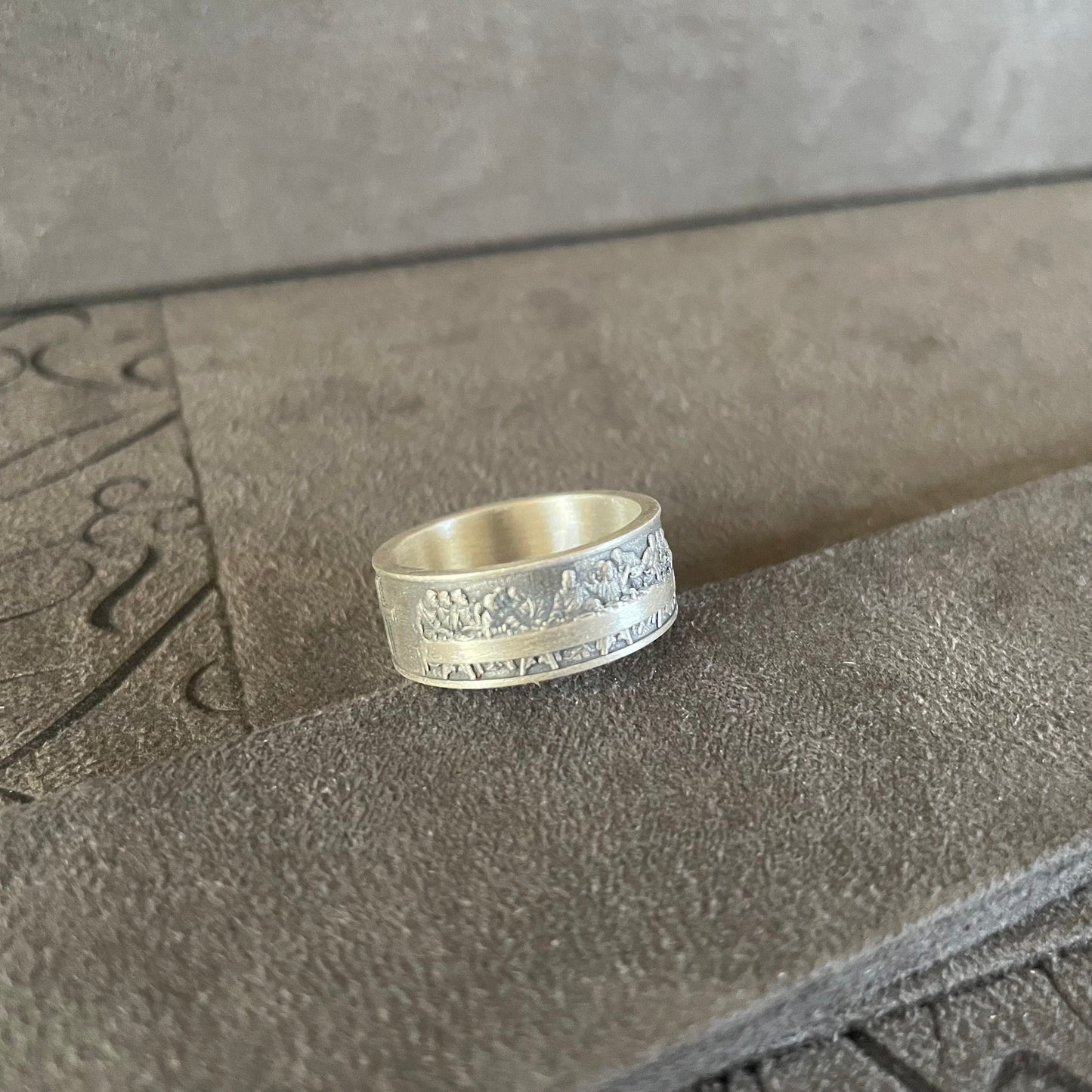 Last Supper Ring, Sterling Silver Wedding Band Cross Ring, The 12 Apostles of Christ Gift, Christian Jewelry, Gifts for Boyfriend