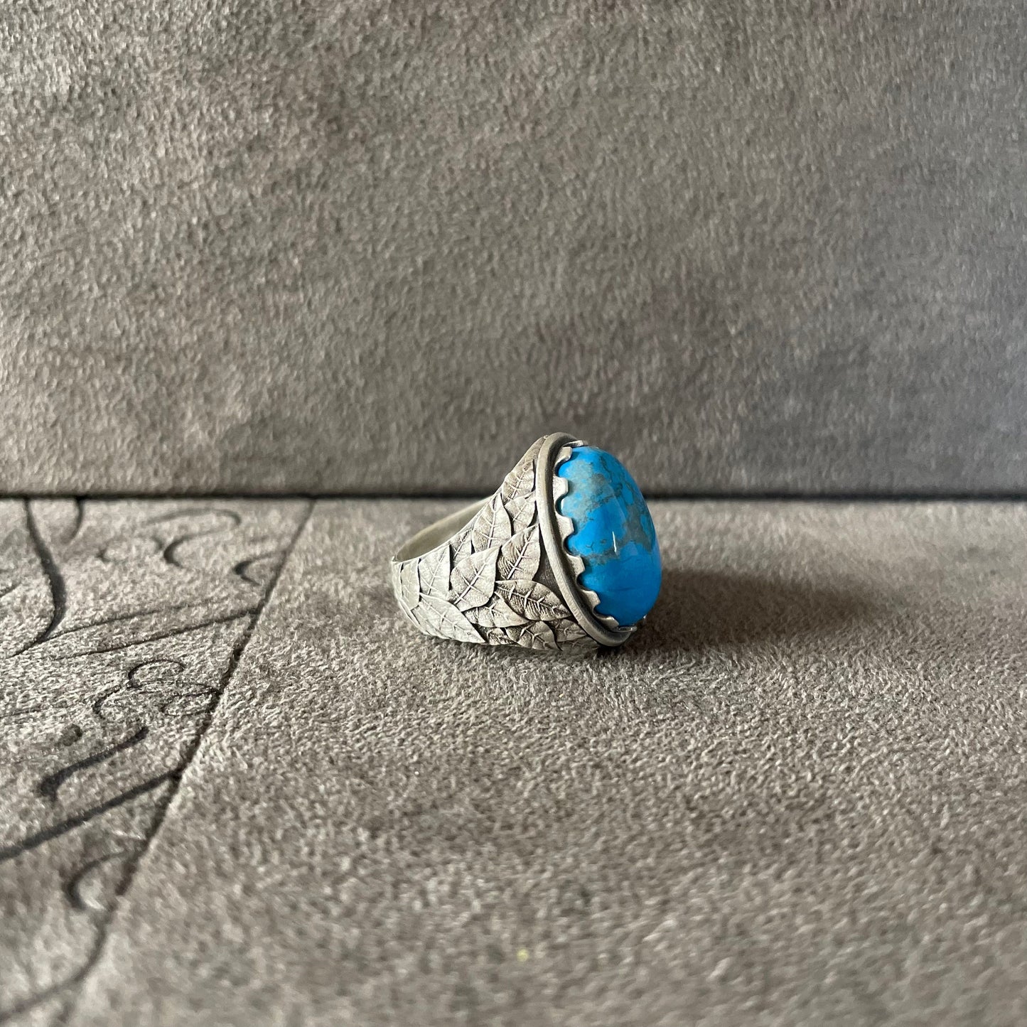 Leaves Gemstone Ring, Sterling Silver Turquoise Lapis Lazuli Ring, Jewelry for Men,  Exclusive Design Statement Ring, Gift For Dad