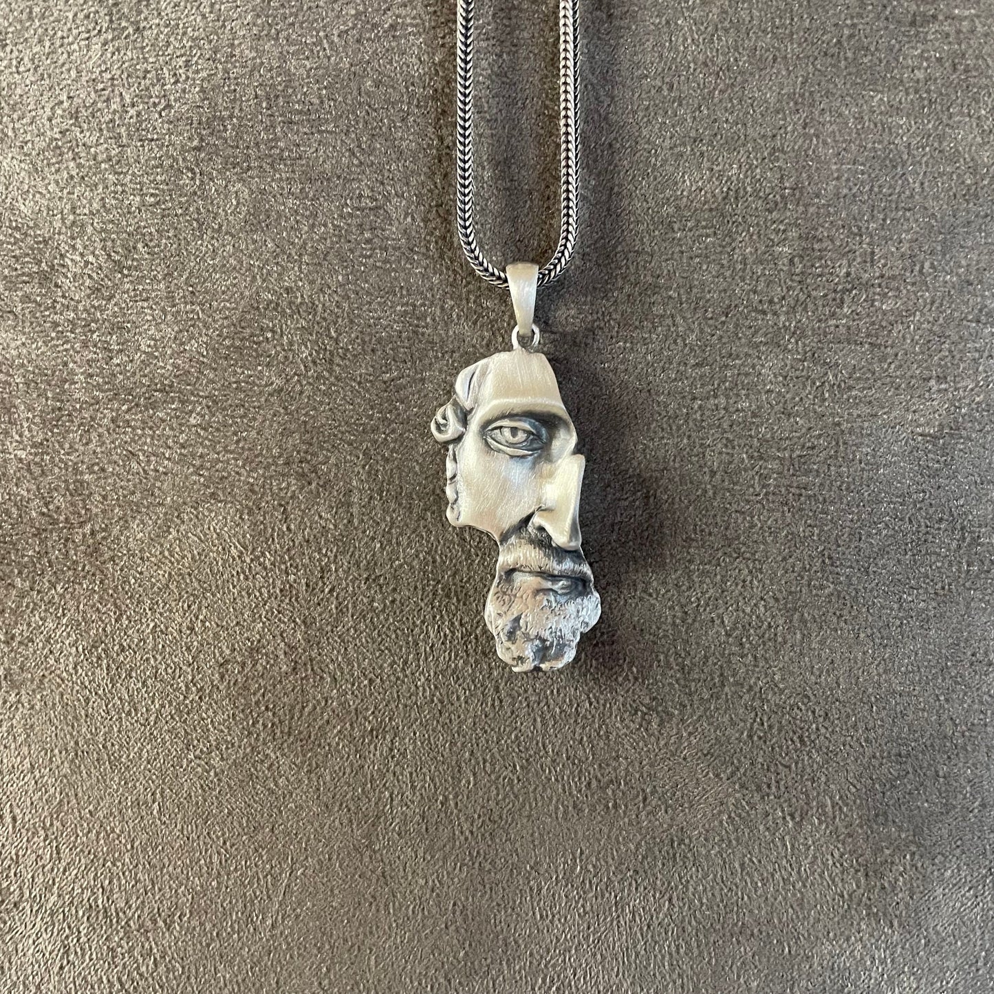 Marcus Aurelius Pendant, Sterling Silver Roman Emperor Necklace, Antoninus Augustus Jewelry, Philosopher King, 10Gr 1.14inc x 0.67inc