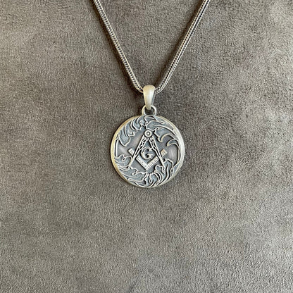 Masonic Pendant Sterling Silver Masonic Necklace, Mason Symbols,  Eye Amulet Occult Talisman, Masonic Jewelry Freemasonry Fraternal