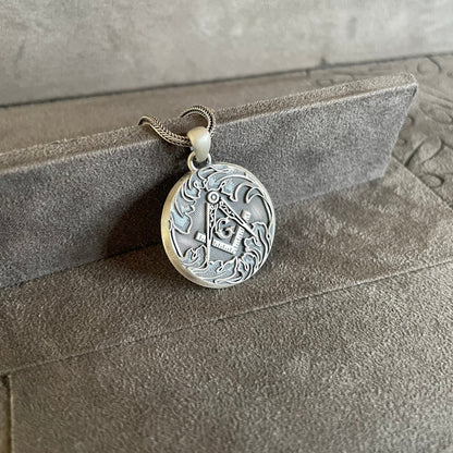 Masonic Pendant Sterling Silver Masonic Necklace, Mason Symbols,  Eye Amulet Occult Talisman, Masonic Jewelry Freemasonry Fraternal