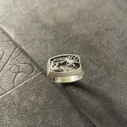 Michaelangelo Sistine Chapel Ring, 925 Sterling Silver Creation of Adam Signet Ring, Hand of God Ring, Renaissance Age Ring For Men