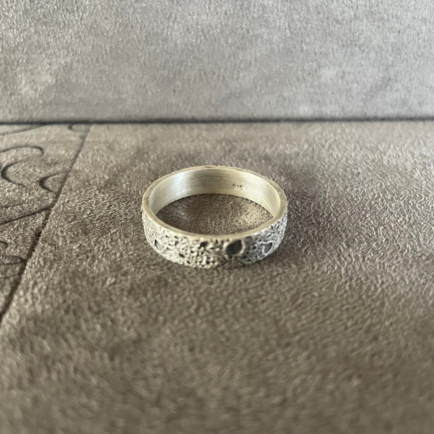 Moon Surface Ring, Sterling Silver Moon Craters Handmade Men Ring, Moon Craters Men Wedding Ring, Wedding Band, Engagement Promise Rings