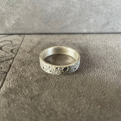 Moon Surface Ring, Sterling Silver Moon Craters Handmade Men Ring, Moon Craters Men Wedding Ring, Wedding Band, Engagement Promise Rings