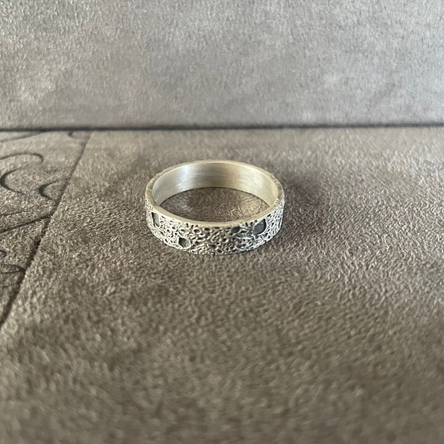 Moon Surface Ring, Sterling Silver Moon Craters Handmade Men Ring, Moon Craters Men Wedding Ring, Wedding Band, Engagement Promise Rings