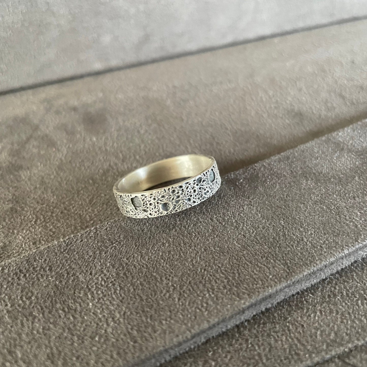 Moon Surface Ring, Sterling Silver Moon Craters Handmade Men Ring, Moon Craters Men Wedding Ring, Wedding Band, Engagement Promise Rings