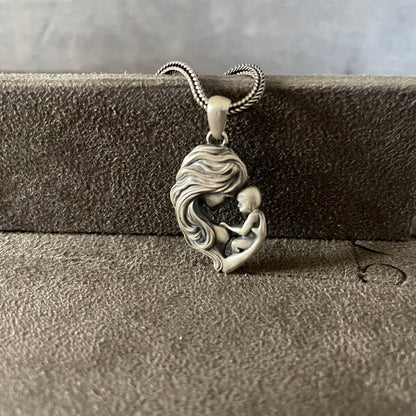 Mother with Child Pendant, 925 Sterling Silver Mom and Baby Necklace Necklace, Unique Jewelry, Birthing Necklace, Baby Shower Gift