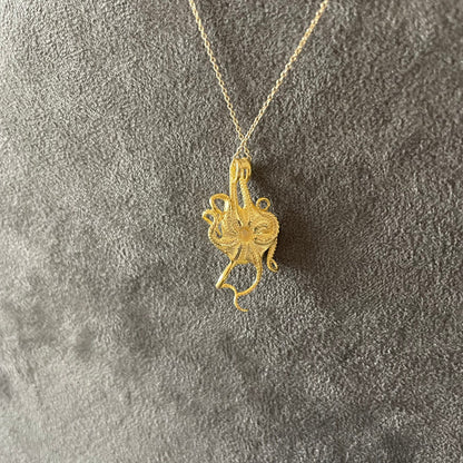 Octopus Kraken Pendant, 14K Real Gold Ocean Inspired Necklace, Gothic Jewelry, Sea Animal, Memorial Gift, 21st Birthday