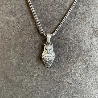 Owl Pendant, Sterling Silver Handmade Owl Necklace, Owl Animal Bird Jewelry, Owl Charm, Owl Gift, Animal Necklace, Unique Gift