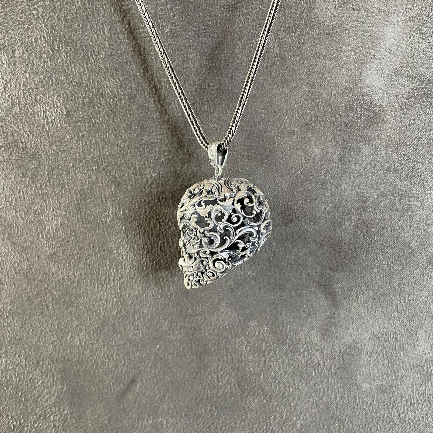 Patterned Skull Pendant, Sterling Silver Carved Skull Necklace, Afterlife Jewelry, Gift for Boyfriend, Gothic Jewelry, Pagan Necklace