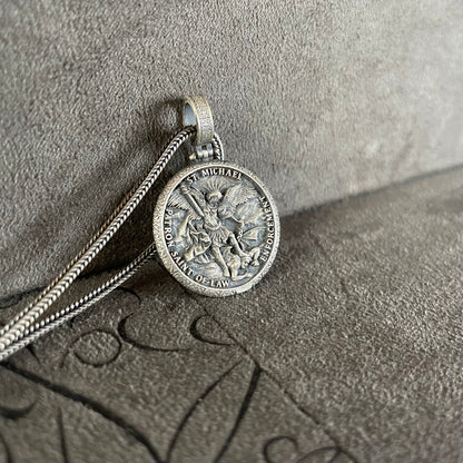 Queen Of Archangel Pendant, Sterling Silver Saint Michael Necklace, Parish to Pray Novena to St Michael the Archangel, Christian Gift