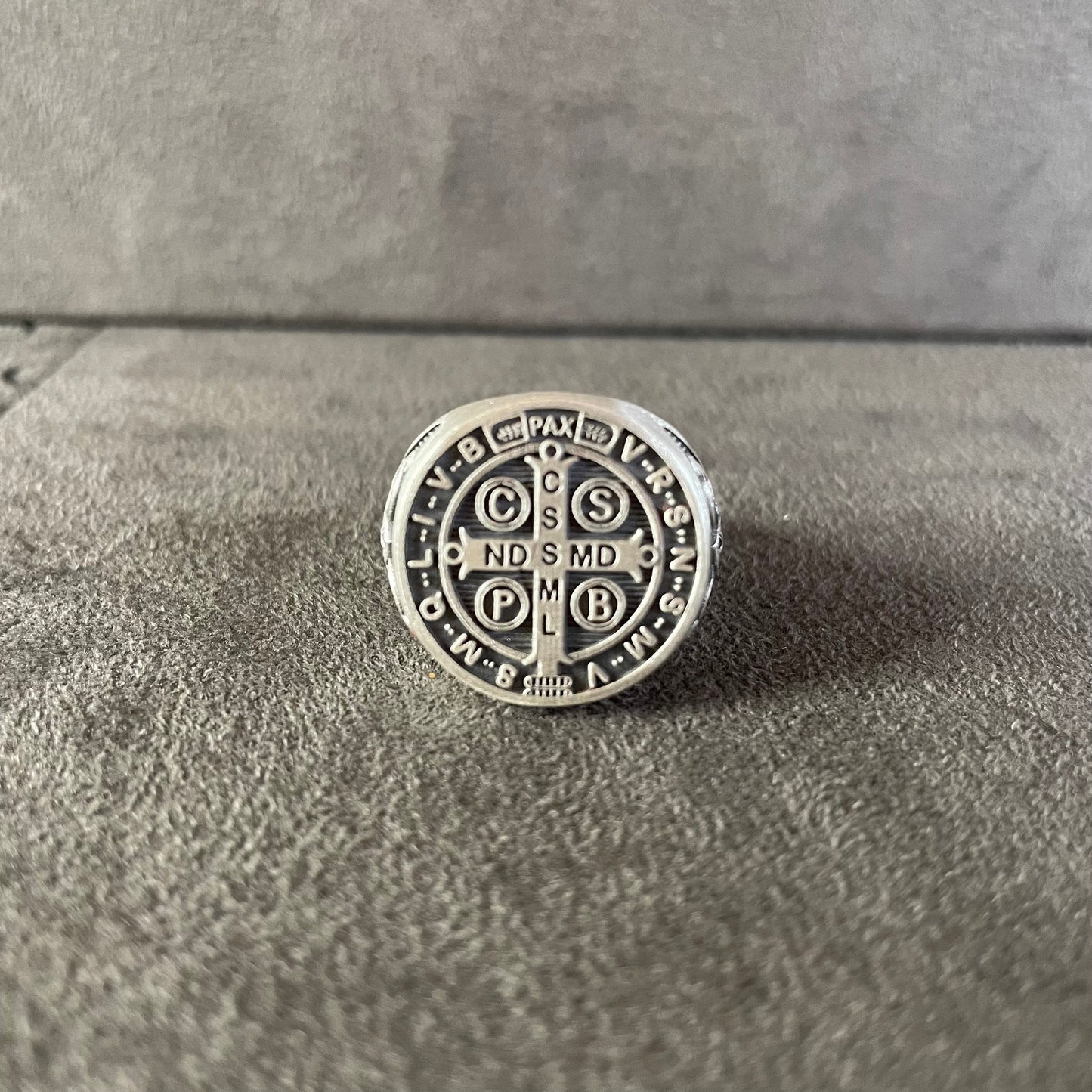 Saint Benedict Signet Ring, Sterling Silver Cross Exorcism Men Ring, St Benedict Amulet for Devotees, Spiritual Jewelry, Catholic Gift