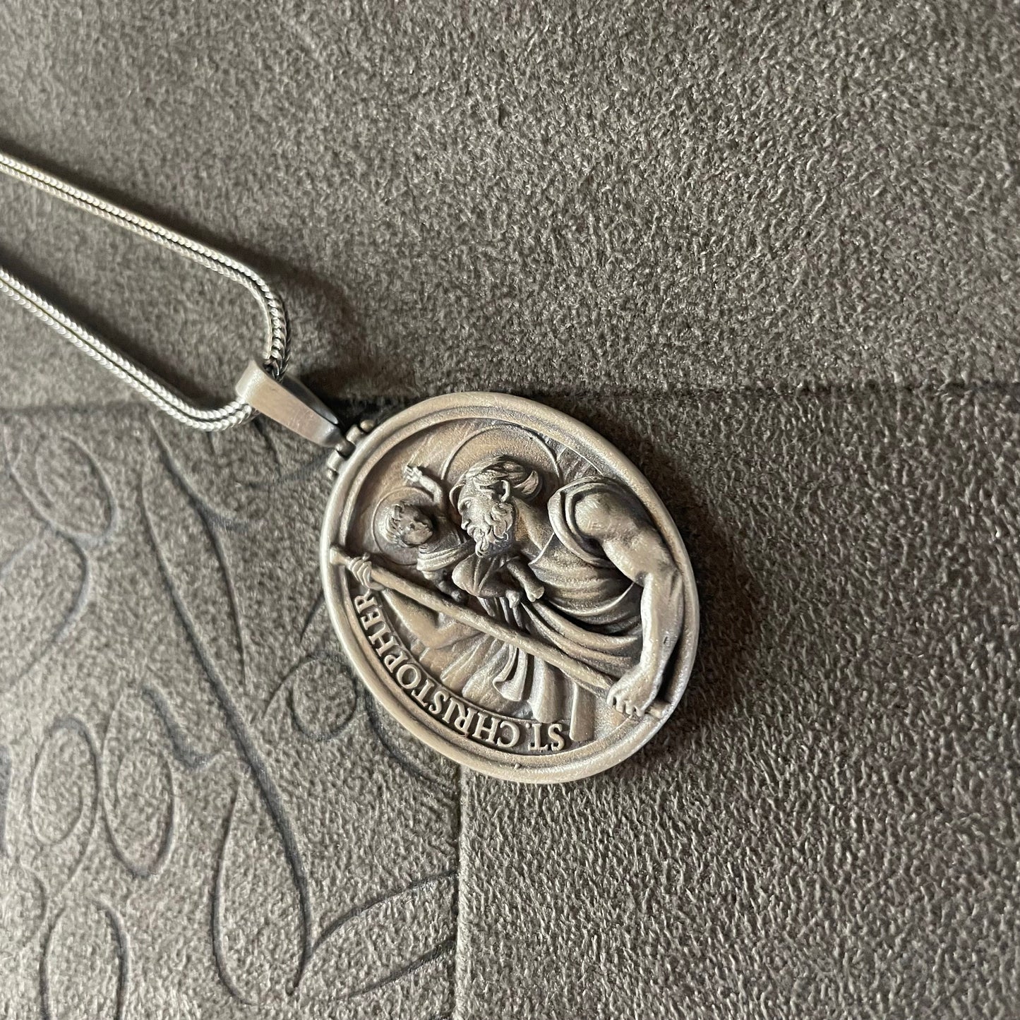 Saint Christopher Pendant, Sterling Silver St Christopher Necklace, Saint Christopher Amulet, Catholic Jewelry, Religious Men Gift