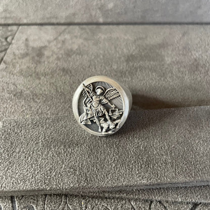 Saint Michael  Ring, Sterling Silver Archangel St. Michael Ring, Patron Saint of Law Enforcement, Christian Ring For Family, Catholic Gifts