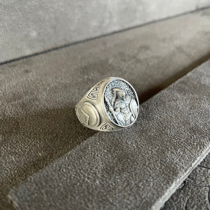 Spartan Ring, Sterling Silver Spartan Soldier Men Ring, Greek Spartan Men Ring, Leonidas Ring, Spartan Shield, Helmet Accessory