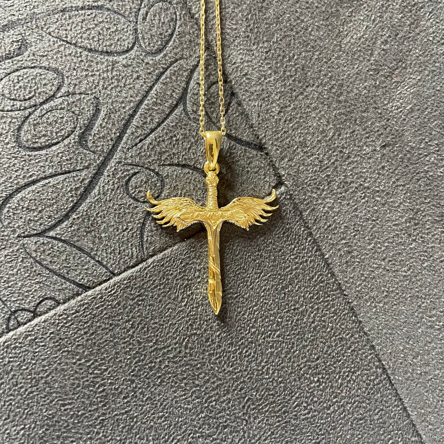 St. Michael Sword Pendant, 14K Real Gold Sword of Commander of The God Saint Michael Necklace, The Archangel, Patron Saint Pendant