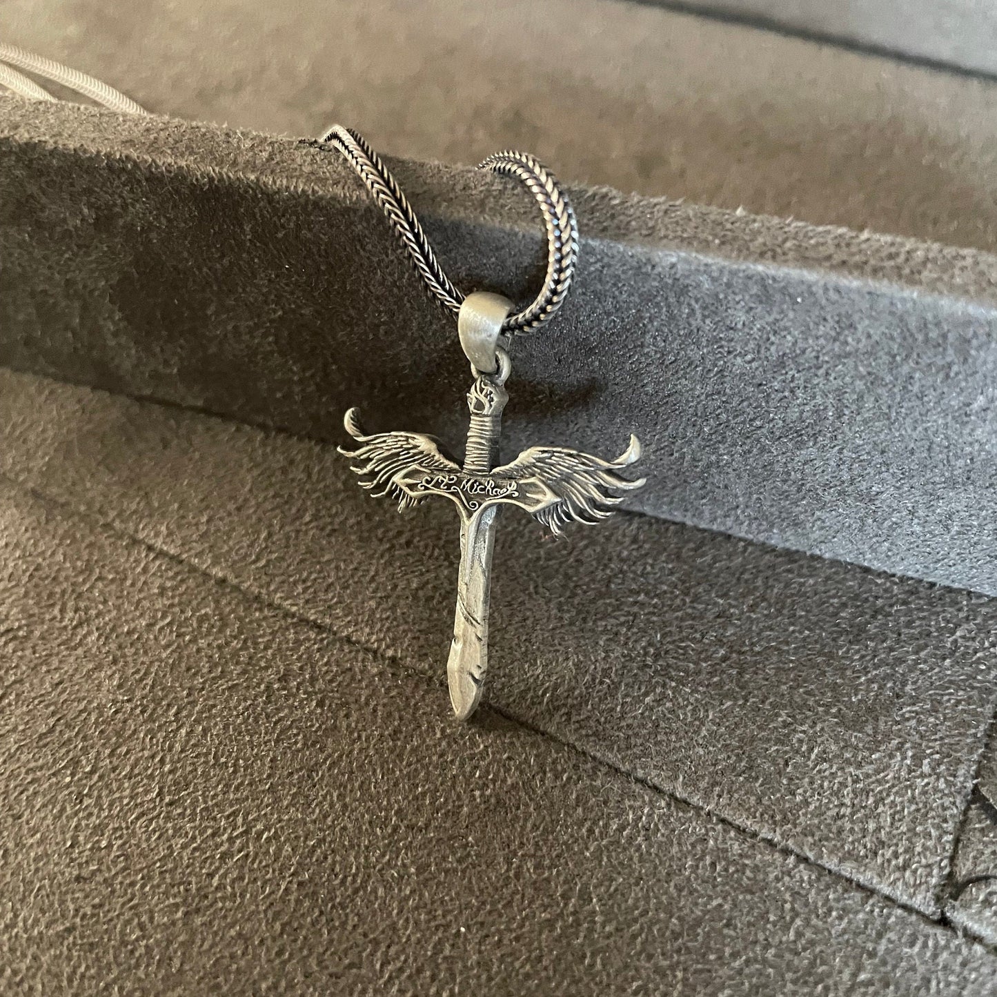 St. Michael Sword Pendant, 925 Sterling Silver Sword of Commander of The God Saint Michael Necklace, The Archangel, Patron Saint Pendant