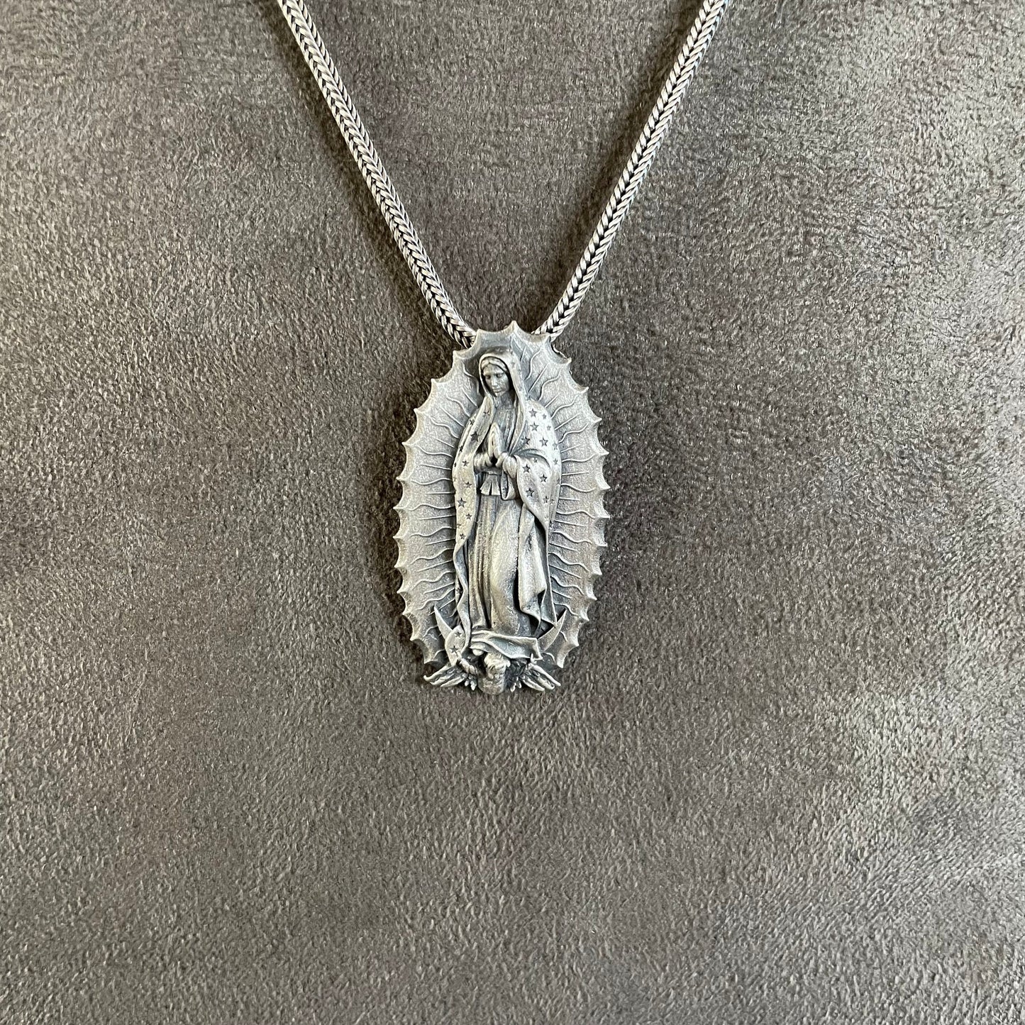 Virgin Mary Guadalupe Pendant, Sterling Silver Holy Mother Necklace, Our of Guadalupe Jewelry, Christian Gifts, Baptism Gift Girl