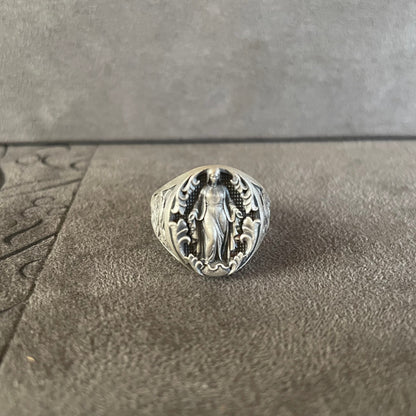 Virgin Mary Ring, Sterling Silver Our Lady of Grace Ring, Miraculous Gift for Family Ring, Holy Mother Gift, Religious Jewelry