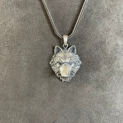 Wild Wolf Pendant, Sterling Silver Nodric Wolf Mens Necklace, Wolf Head Relief Pendant, Best Friend Gift, Animal lover Gift